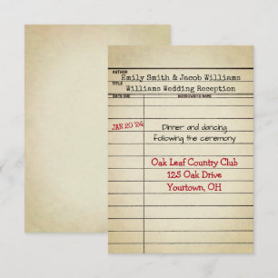 Invitación Recepción de Boda de la Biblioteca Retro