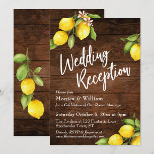 Invitación Recepción de Boda de Limones con Acuarela sobre Ma