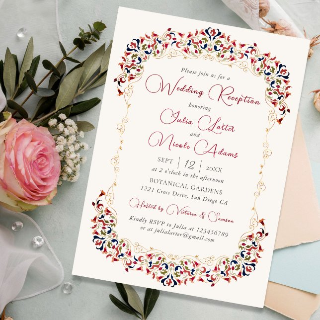 Invitación Recepción de boda de lujo botánico floral de cache (Subido por el creador)
