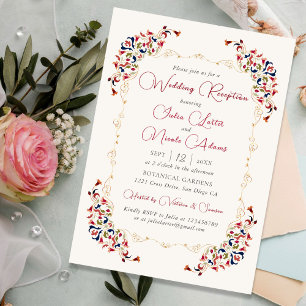 Invitación Recepción de boda de lujo botánico floral de paisl