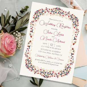 Invitación Recepción de Boda de Lujo Botánico Floral Paisley