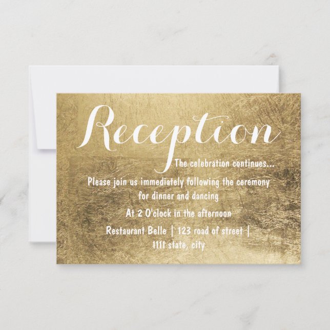 Invitación Recepción de boda de lujo con hoja de oro falsa (Anverso)
