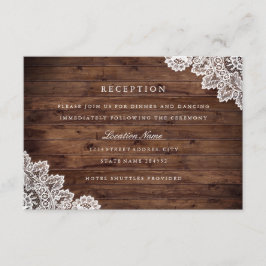Invitación Recepción de Boda de Madera Rústica con Encaje Vin