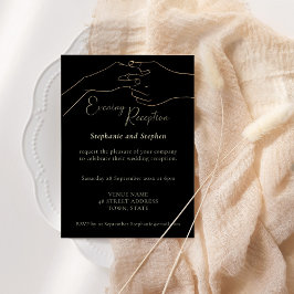 Invitación Recepción de Boda de Manos Agarradas de Oro y Negr