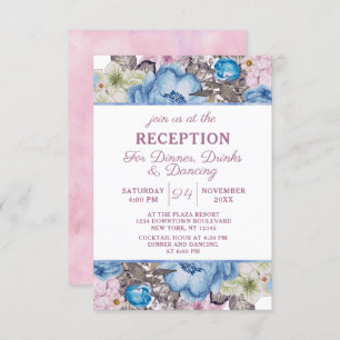 Invitación Recepción de boda de Moda azul y rosa con encanto 