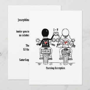 Invitación Recepción de boda de motociclistas por la noche