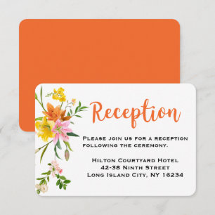 Invitación Recepción de boda de naranja floral con flores de