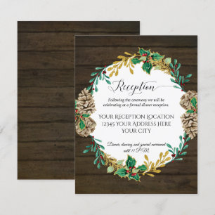 Invitación Recepción de Boda de Navidad con Vegetación de Mad