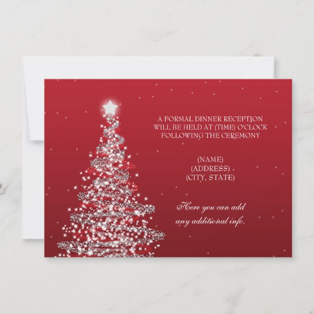 Invitación Recepción de Boda de Navidad Rojo Plata (Anverso)