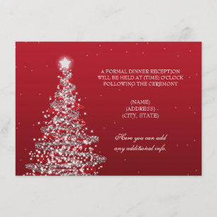 Invitación Recepción de Boda de Navidad Rojo Plata