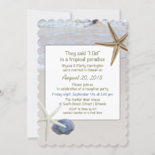 Invitación Recepción de boda de Ocean Beach Starfish solo par