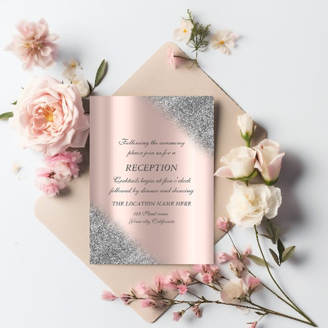 Invitación Recepción de Boda de Ombre Rosa Oro Purpurina Plat (Subido por el creador)