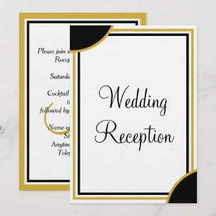 Invitación Recepción de Boda de Oro Negro Monograma
