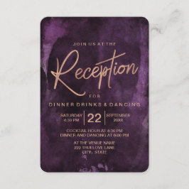 Invitación Recepción de Boda de Oro Púrpura Oscura y Rosa