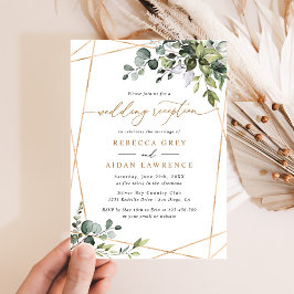 Invitación Recepción de Boda de Oro Rústica Eucalyptus Greene
