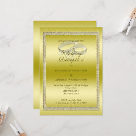 Invitación Recepción de Boda de Oro y Anillos Clásicos