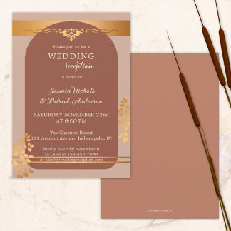 Invitación Recepción de Boda de Otoño con Terra Cotta Cobre