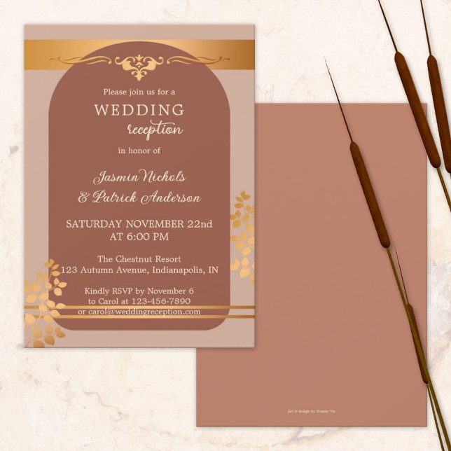 Invitación Recepción de Boda de Otoño con Terra Cotta Cobre (Subido por el creador)