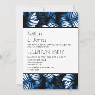 Invitación Recepción de Boda de Palma Tropical Azul Blanco