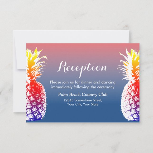 Invitación Recepción de Boda de Piña Hawaiana (Anverso)