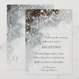 Invitación Recepción de Boda de Piñas, Copos de Nieve