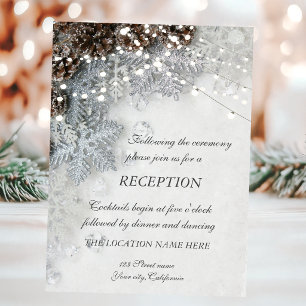 Invitación Recepción de Boda de Piñas, Copos de Nieve