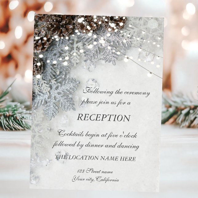 Invitación Recepción de Boda de Piñas, Copos de Nieve (Subido por el creador)