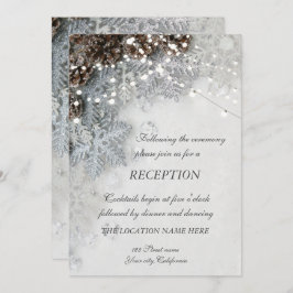Invitación Recepción de Boda de Piñas y Copos de Nieve