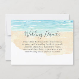 Invitación Recepción de Boda de Playa con Acuarela Pintada a