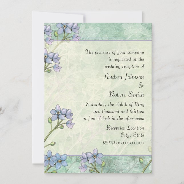 Invitación Recepción de Boda de Primavera Floral No Me Olvide (Anverso)