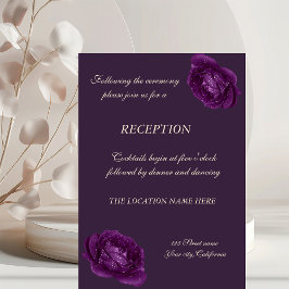 Invitación Recepción de Boda de Rosas Purpura Elegante Chic