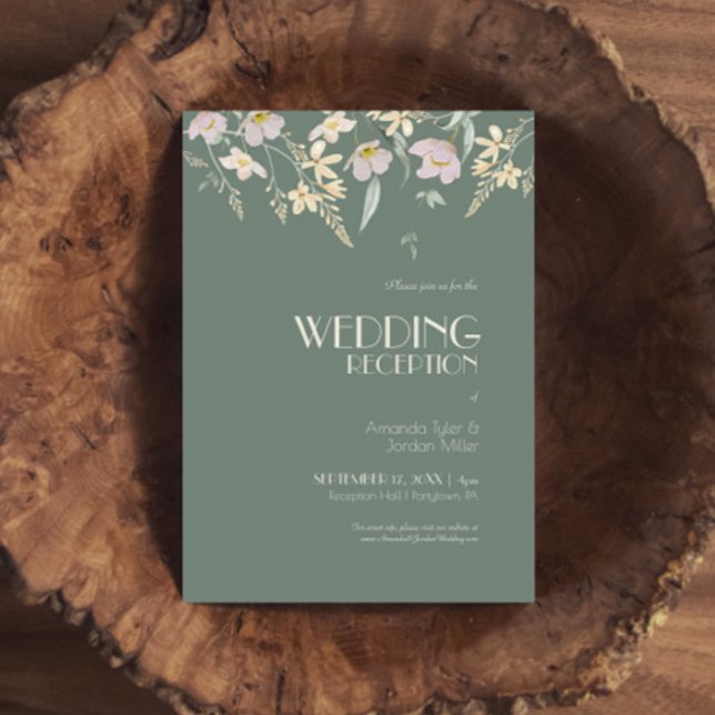 Invitación Recepción de boda de sabio deco con flores silvest (Subido por el creador)