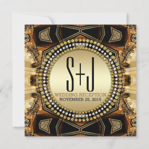 Invitación Recepción de Boda de Seda Dorada Medieval Bohemia