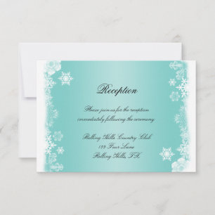 Invitación Recepción de Boda de Snowflake en blanco y azul cl