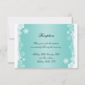 Invitación Recepción de Boda de Snowflake en blanco y azul cl