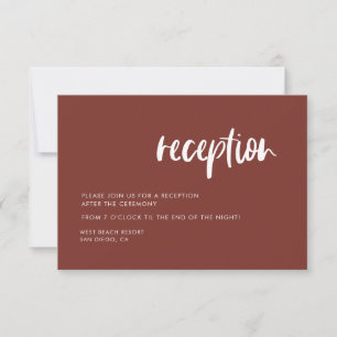 Invitación Recepción de boda de terracota elegante moderna