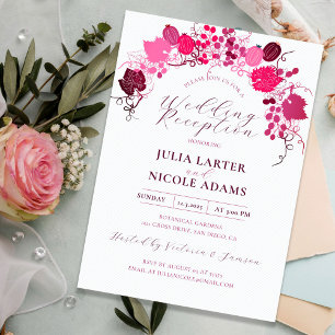 Invitación Recepción de Boda de Uvas de Bayas Dulces Florales
