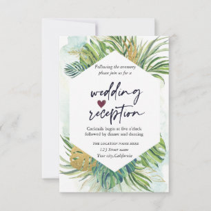 Invitación Recepción de boda de verano con hojas de palma tro