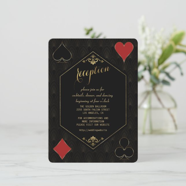 Invitación Recepción de boda del Gran Gatsby con arte deco vi (Anverso de pie)