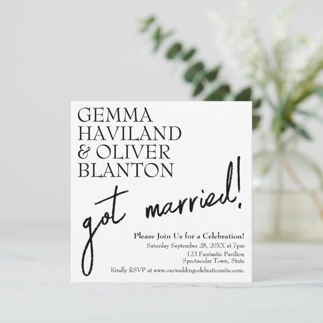 Invitación Recepción de Boda Divertida Moderna y Simple (Anverso de pie)