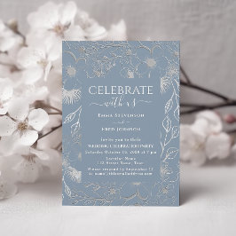 Invitación Recepción de Boda Dusty Blue Silver