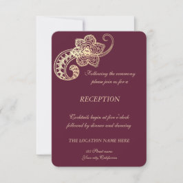 Invitación Recepción de Boda Elegante Chique Oro Paisley