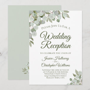 Invitación Recepción de Boda Elegante con Hojas de Eucalipto 