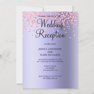 Invitación Recepción de Boda Elegante con Purpurina Rosa y Mo