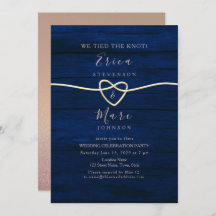 Recepción de Boda Elegante de Oro y Azul Marino