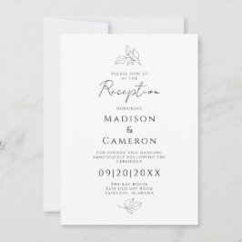 Invitación Recepción de Boda Elegante Deja en Blanco y Negro