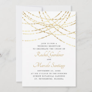 Invitación Recepción de Boda Elegante Dorada