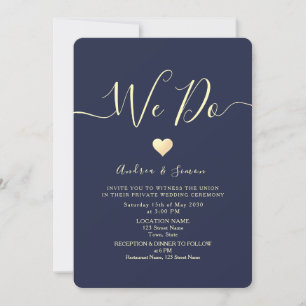 Invitación Recepción de Boda Elegante en Azul Marino