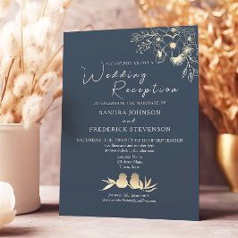 Invitación Recepción de Boda Elegante en Azul Marino