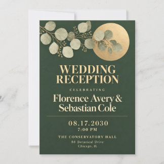 Invitación Recepción de Boda Elegante Esmeralda Eucalipto Dor